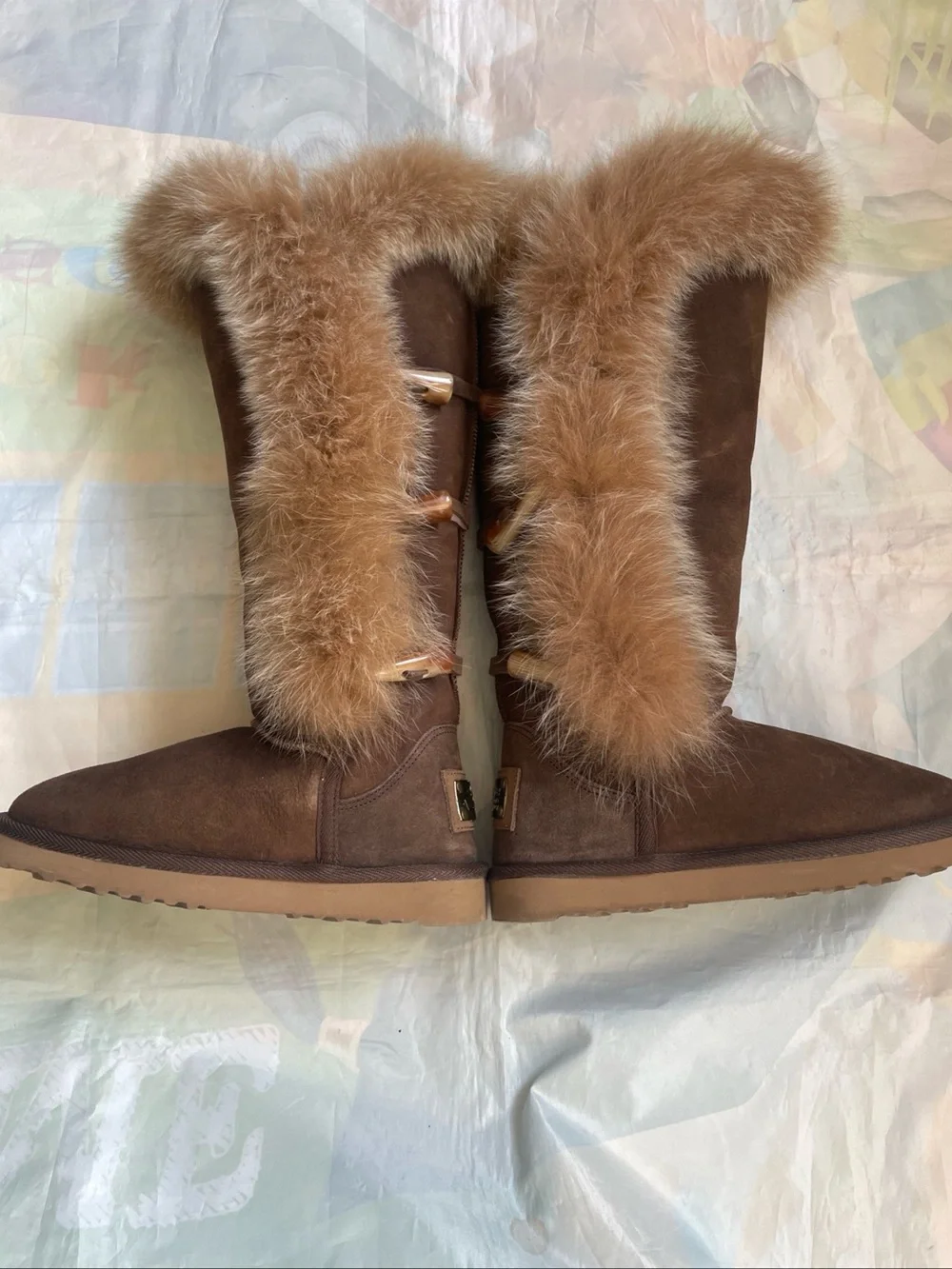 Love Collective Australia Tall Sheepskin Fur Trim Lined Boots Women’s Brown AU 5